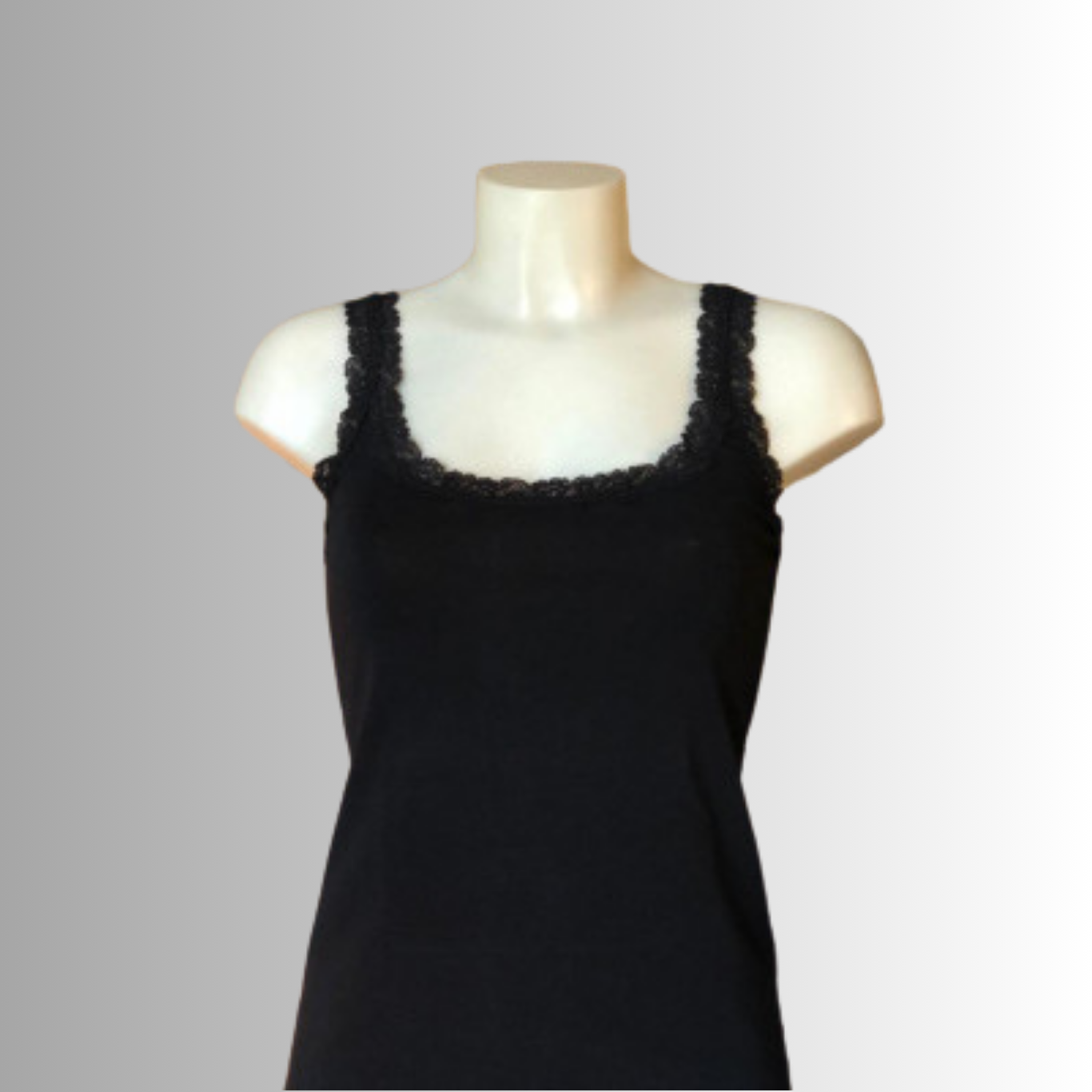 Canottiera Donna Canotta Nera Pizzo Spalla Larga Canottiera Nera