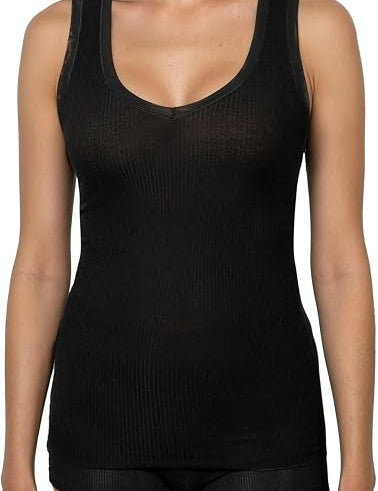 Canotta Donna EGI Spalla Larga Modal Cashmere Costina Bordino Liscio Morbida Calda Made in Italy art. 5120