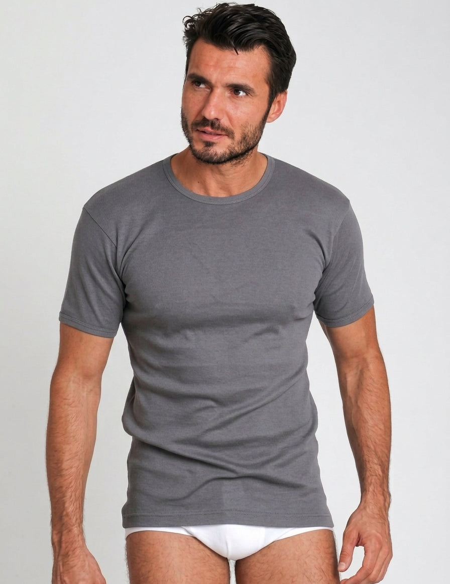 T-shirt M/M  girocollo in cotone costina garzato Uomo Maglificio Ma.Re Basic Cotton art. 953