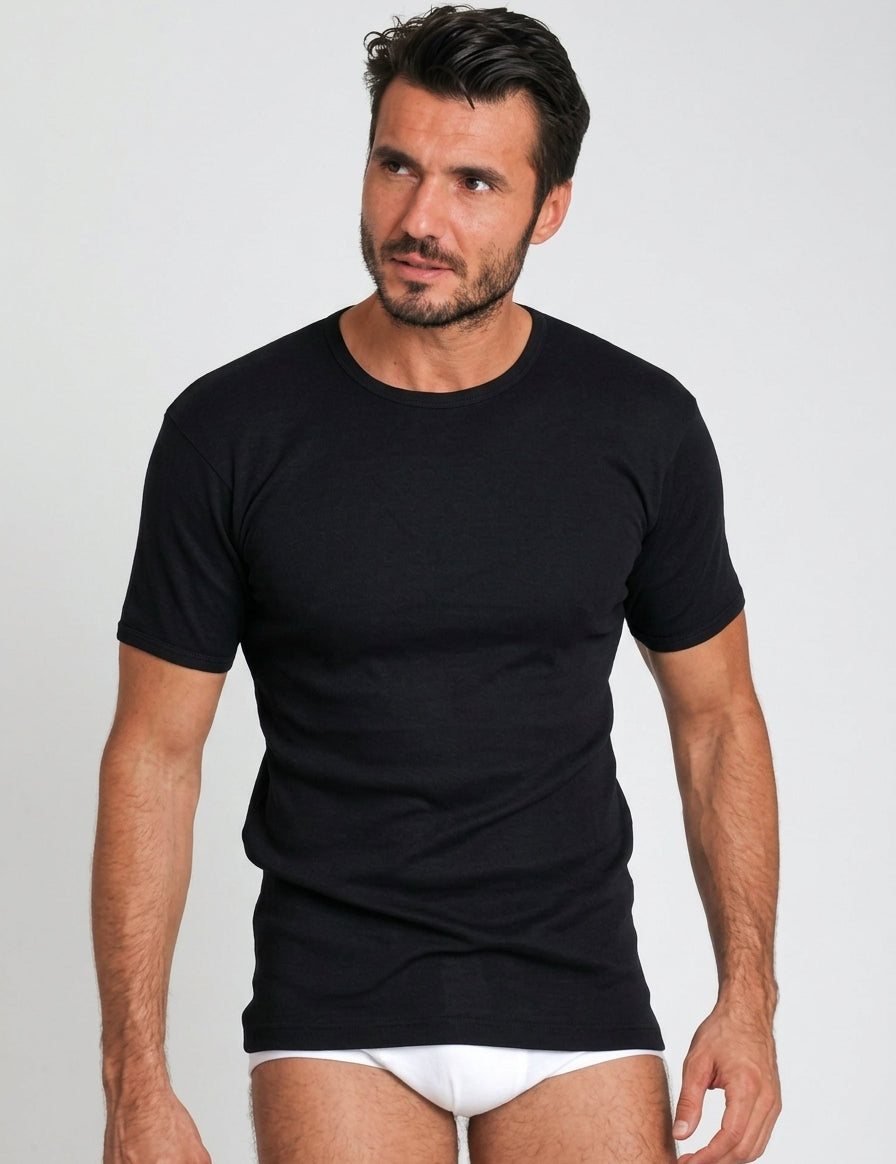 T-shirt M/M  girocollo in cotone costina garzato Uomo Maglificio Ma.Re Basic Cotton art. 953