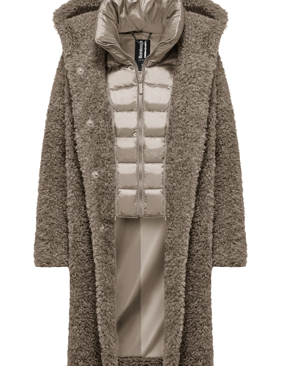 Cappotto Donna BOMBOOGIE mod. lungo effetto agnellino art. CW7658TSFC5