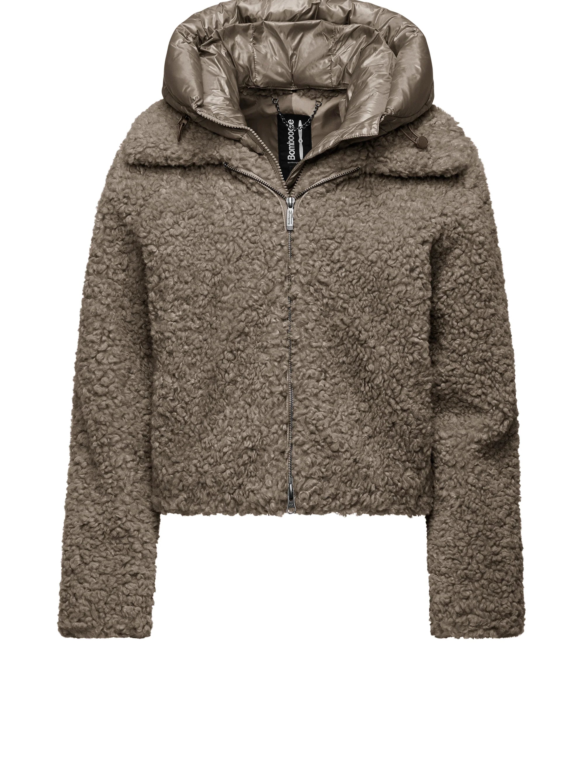 Cappotto corto Donna Bomboogie bimaterico con cappuccio staccabile art. JW8196TSFC5