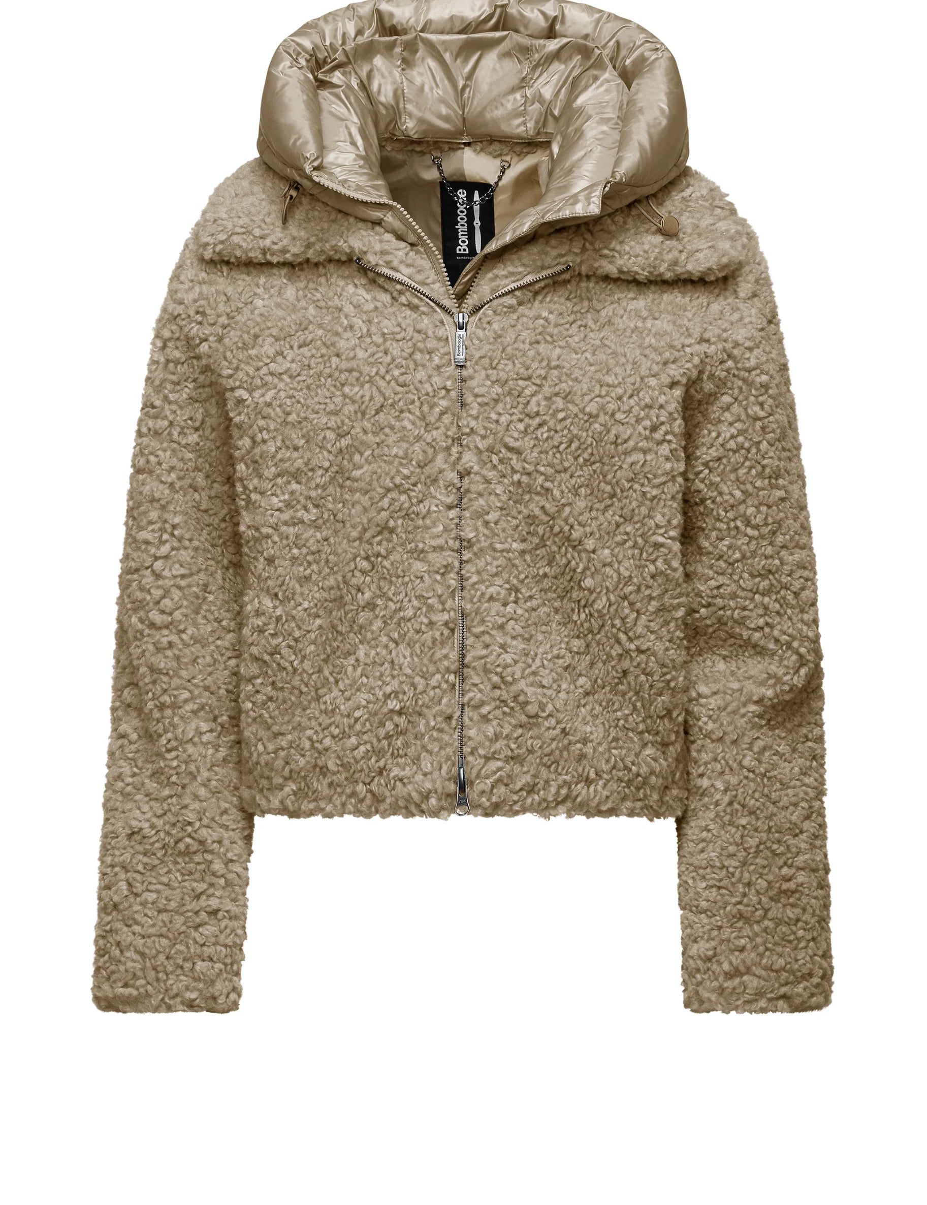 Cappotto corto Donna Bomboogie bimaterico con cappuccio staccabile art. JW8196TSFC5