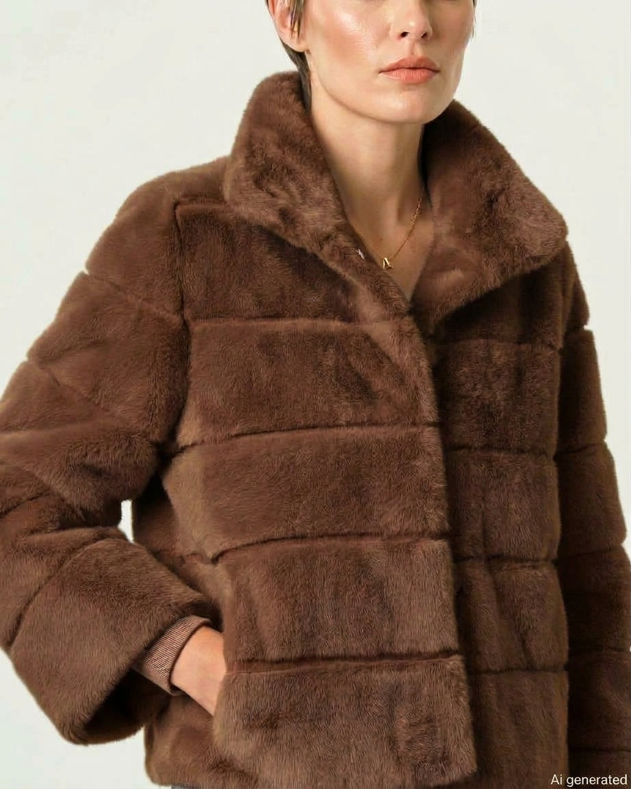 Giacca Donna BOMBOOGIE in ecopelliccia e lavorazione a canali art. JW9817FSB6