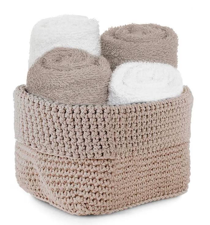 Set 4 lavette spugna in cotone DAUNEX modello Uncinetto